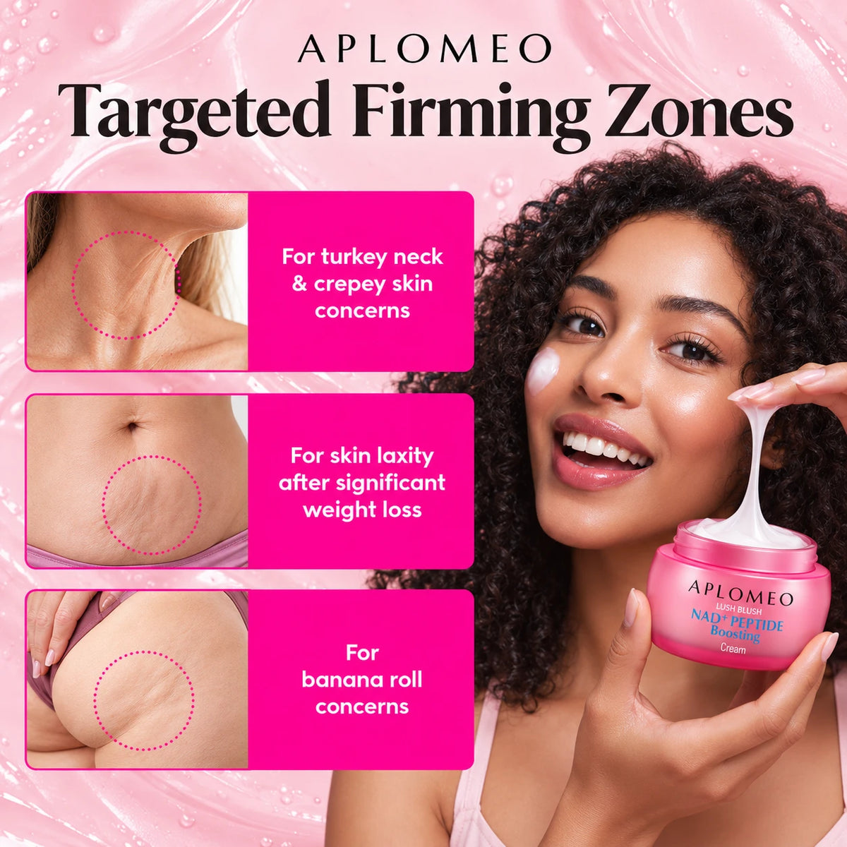 Aplomeo NAD+ Peptide Firming Cream for neck, belly and body