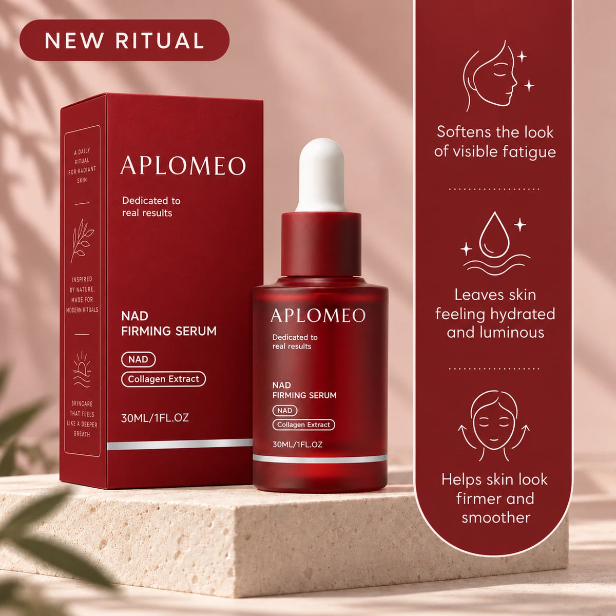 Aplomeo NAD+ Firming Serum bottle and box