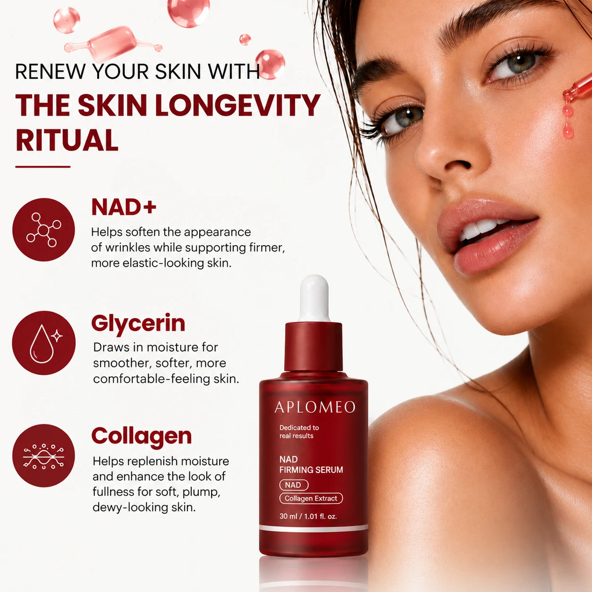 NAD+, glycerin and collagen: the skin longevity ritual